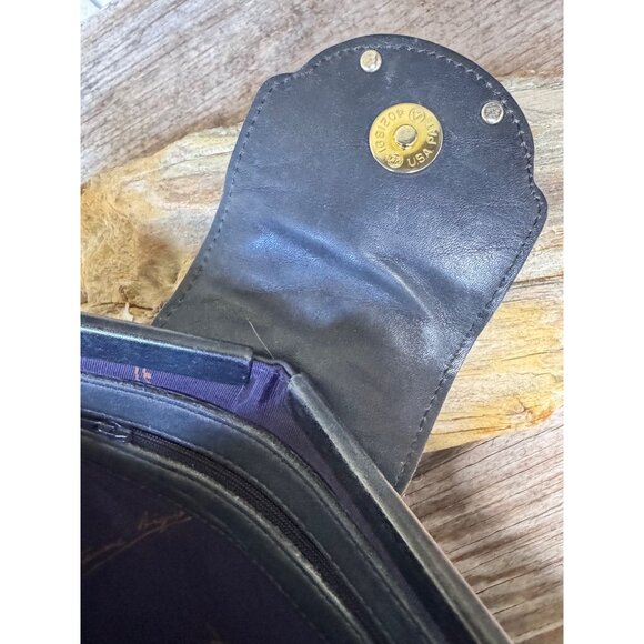 Vintage Etienne Aigner Navy Blue Genuine Leather Purse Handbag Tote - Picture 5 of 14